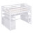 Full Size Loft Bed With Desk And Shelves, Two Built-In Drawers, Storage Staircase, White-1933963106