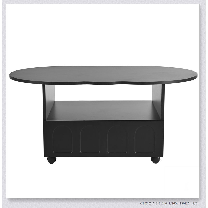 Table basse flexible de style crème avec 2 roues de frein, table d'appoint à plateau en nuage avec tiroir