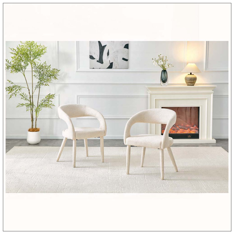 Chaise rembourrée Sherpa, Off White