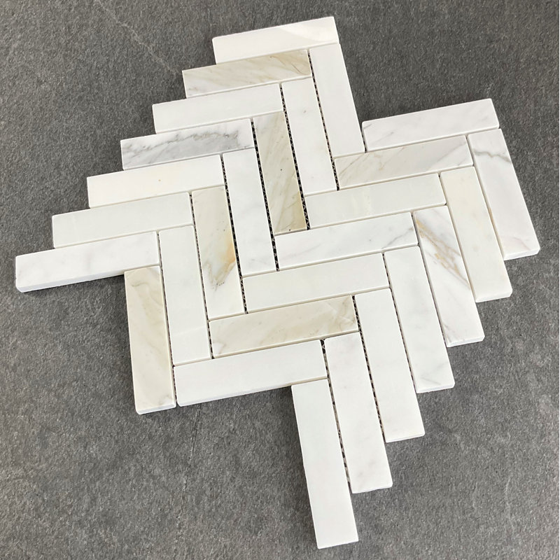 1" x 4" Natural Stone Herringbone / Chevron Mosaic Wall & Floor Tile
