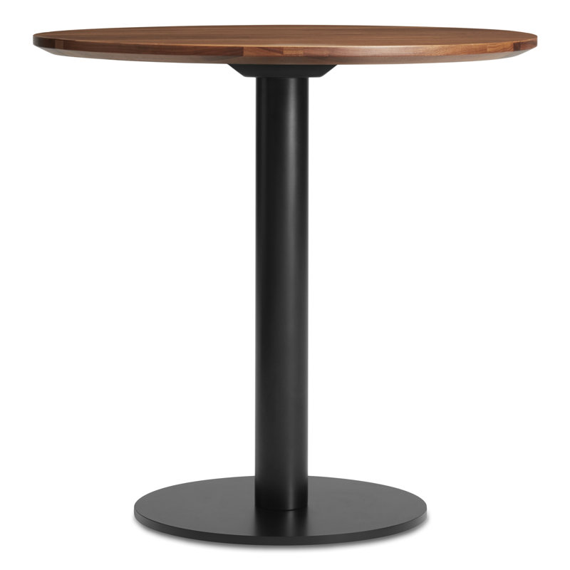 Easy Round Dining Table, Walnut, Matte Black, 29" H x 30" W x 30" L