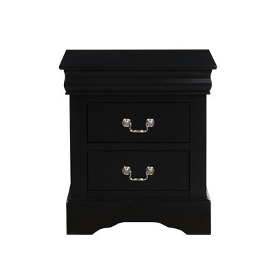 Table de chevet 2 tiroirs en bois avec finition noire