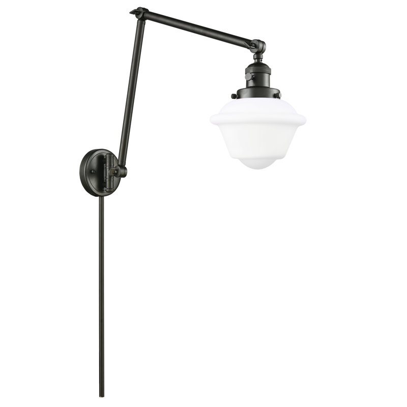 Plug-in Swing Arm Sconce, Matte White, Oil Rubbed Bronze, 6 Watt Vinage LED Bulb