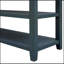 Console rétro avec deux tablettes ouvertes, structure en bois de pin massif et pieds pour le salon (bleu marine)-58377647