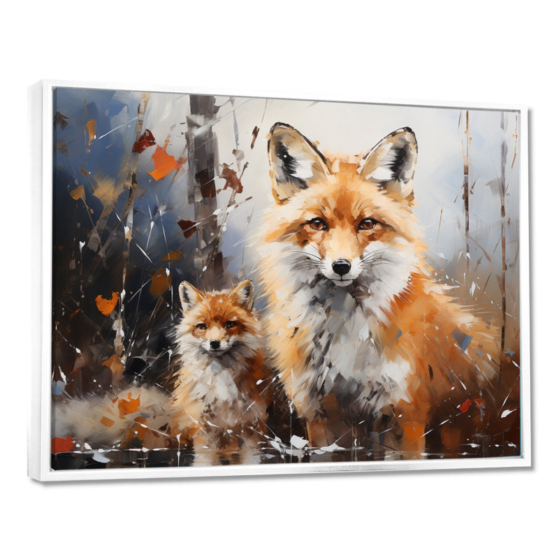 Animal Rusty Red Fox, reproduction d'art sur toile, H 30 po x l 40 po x P 1,5 po, Cadre flottant blanc