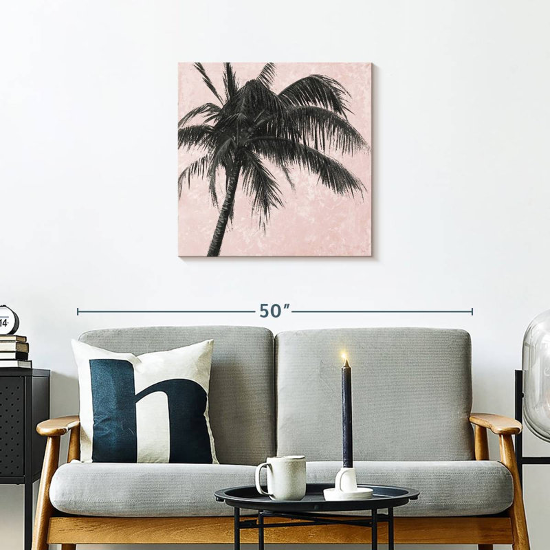Harnek Gray Palm On Pink II, 24" H x 24" W