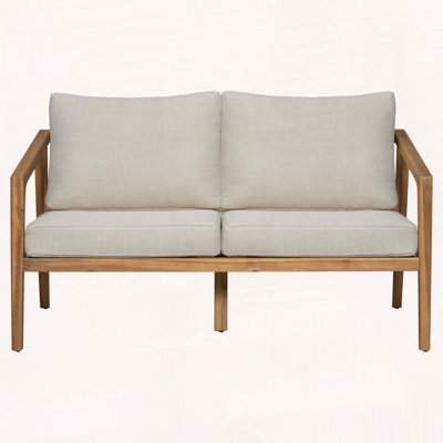 Modern Outdoor Acacia Wood Loveseat