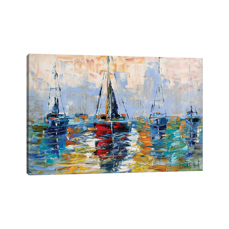 Harbor Boats by Karen Tarlton - Wrapped Canvas Painting, 30.48 cm H x 45.72 cm W