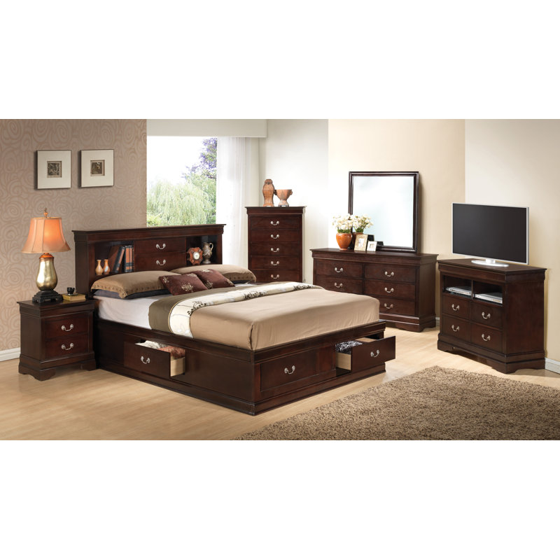 Lit de rangement Louis Phillipe G3125B-QSB, cappuccino, Grand lit