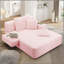 Luxueuse chaise longue en velours côtelé moelleux avec 3 coussins, canapé-lit convertible avec poche de rangement, conception sans cadre et mousse de compression pour les petits espaces, salon, appartement, rose bébé-2045143852