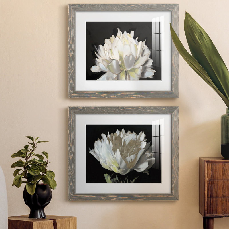 ALL AFLUTTER - ensemble de 2 reproductions, Cadre en papier gris, H 34 po x l 20 po x P 1 po, Blanc