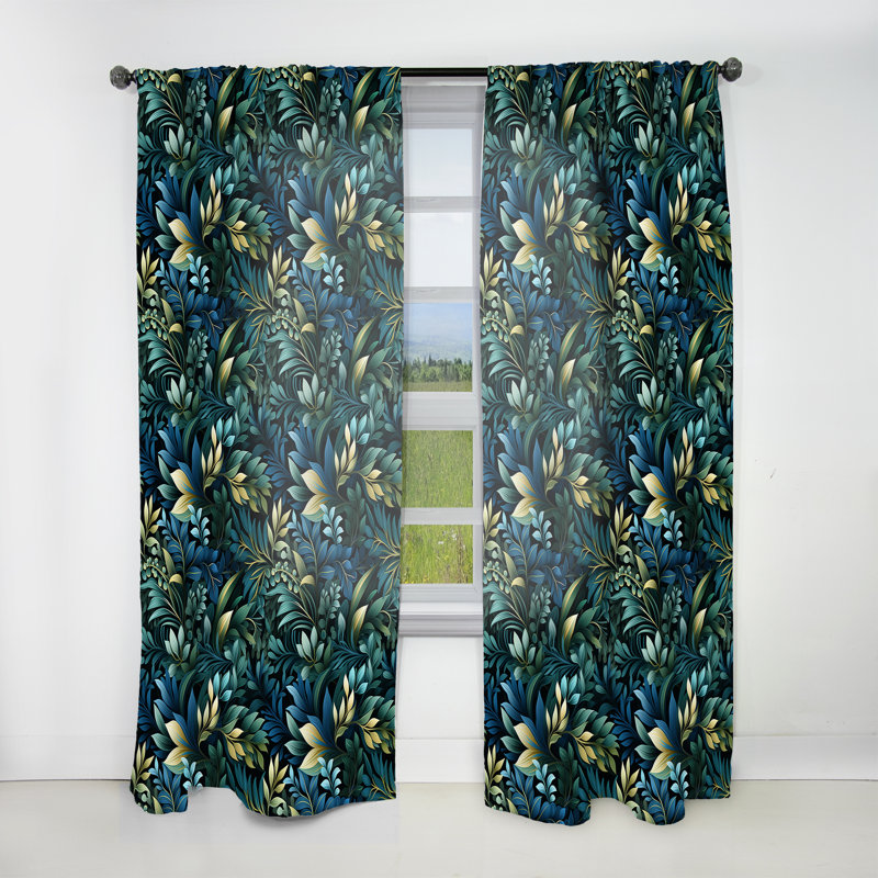 Moody Tropics Moody Patterns II - Rideau en velours tropical - obscurcissant - 1 panneau, L 52 po x L 108 po