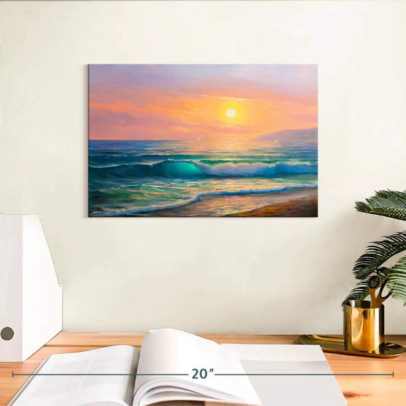 Alvord, soleil sur la mer, peinture, H 8 po x l 12 po