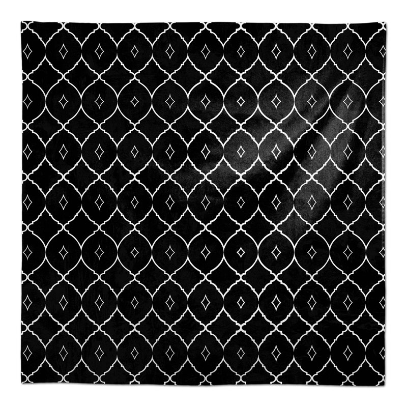 Markieff Geometric Square Tablecloth, Black