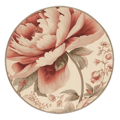 Machine Washable Ottwell Peony French Country Floral Rug in Beige – Beige Binding