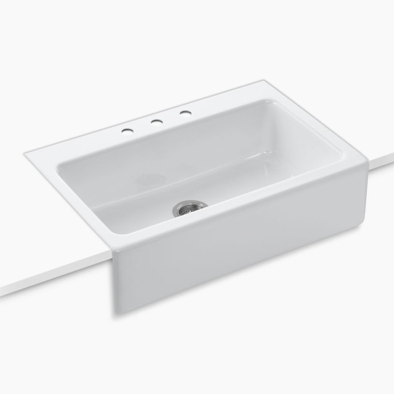 Dickinson® 33" L x 22" W Farmhouse/Apron Kitchen Sink, 3 Hole, White