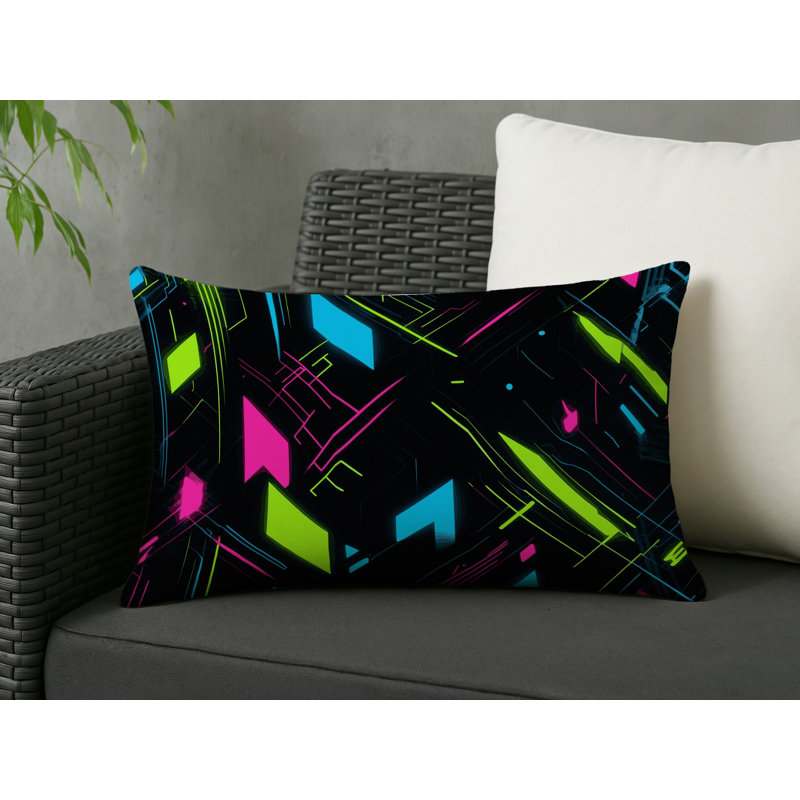 Coussin décoratif intérieur et extérieur Pixel Rift, Rectangle H 18 po x l 25 po