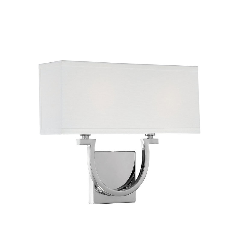 Rhodes Polished Nickel Dimmable Wall Sconce with White Linen Diffuser
