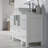 Mance 54.38 " W Freestanding Standard Free Standing Single Double Single Vanity Bathroom Vanity With Ceramic Top with Mirror-24551121