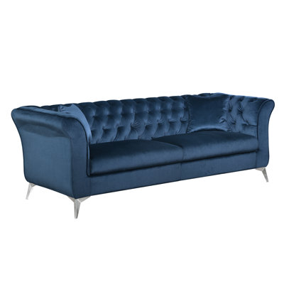 Canapé Chesterfield de 87 po à trois places en velours, convenant aux salons et aux chambres à coucher