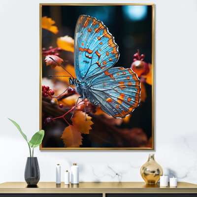 Imprimé papillon turquoise - jaune