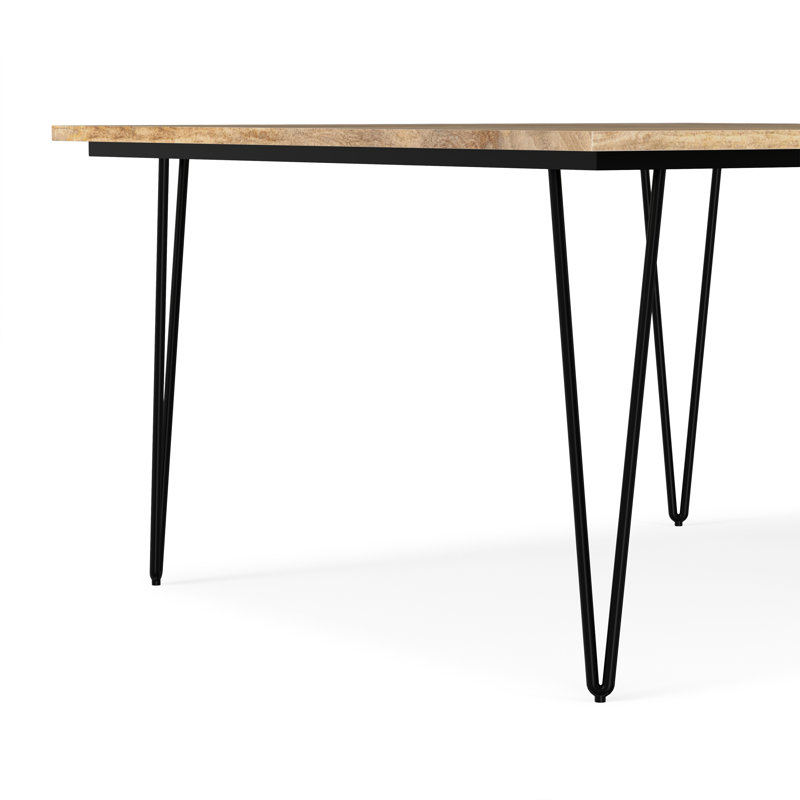 Hunter Solid Mango Wood Dining Table, Industrial Style, 29.50" H x 54" L, Natural