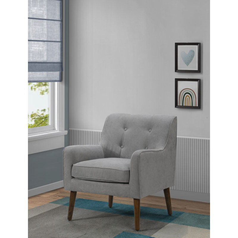 Fauteuil en velours capitonné de 25 pouces de largeur, Gris clair