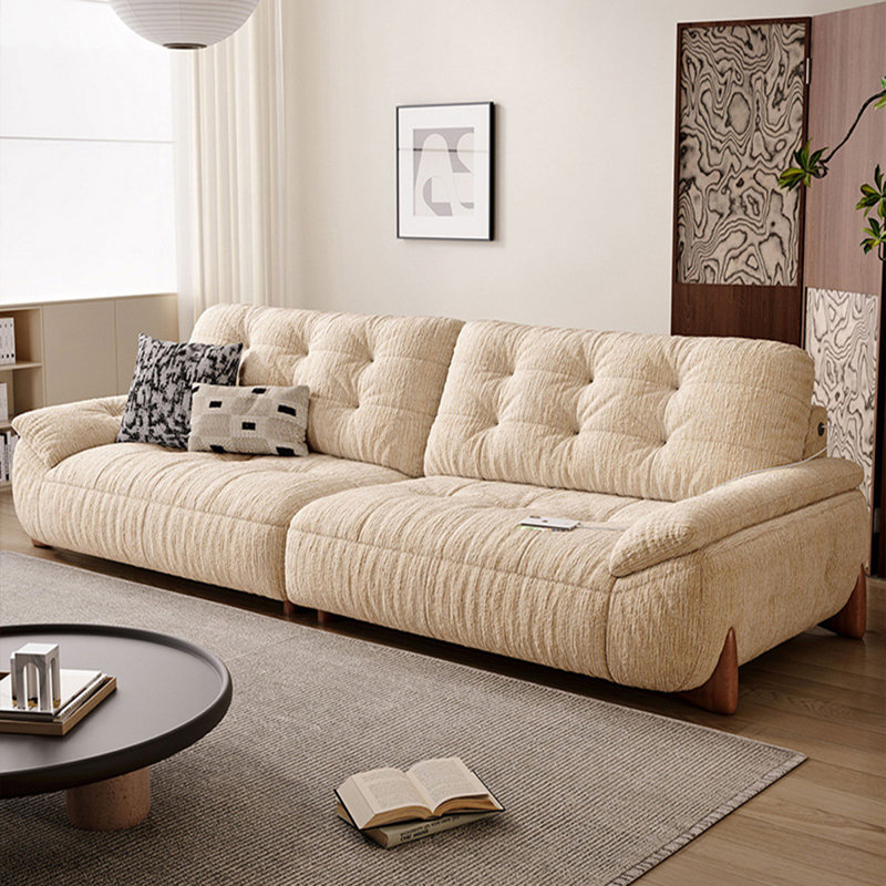 Canapé beige modulaire en chenille, H 36,22 po x l 98,43 po x P 40,16 po, Beige