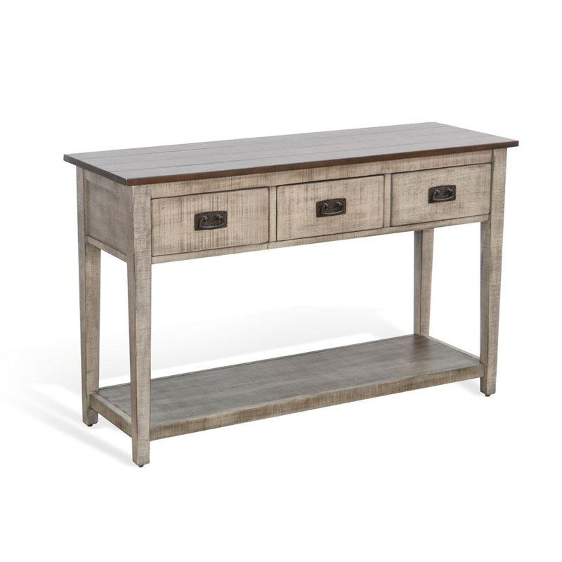 Console Camie, 48 po, 3 tiroirs, acajou massif gris