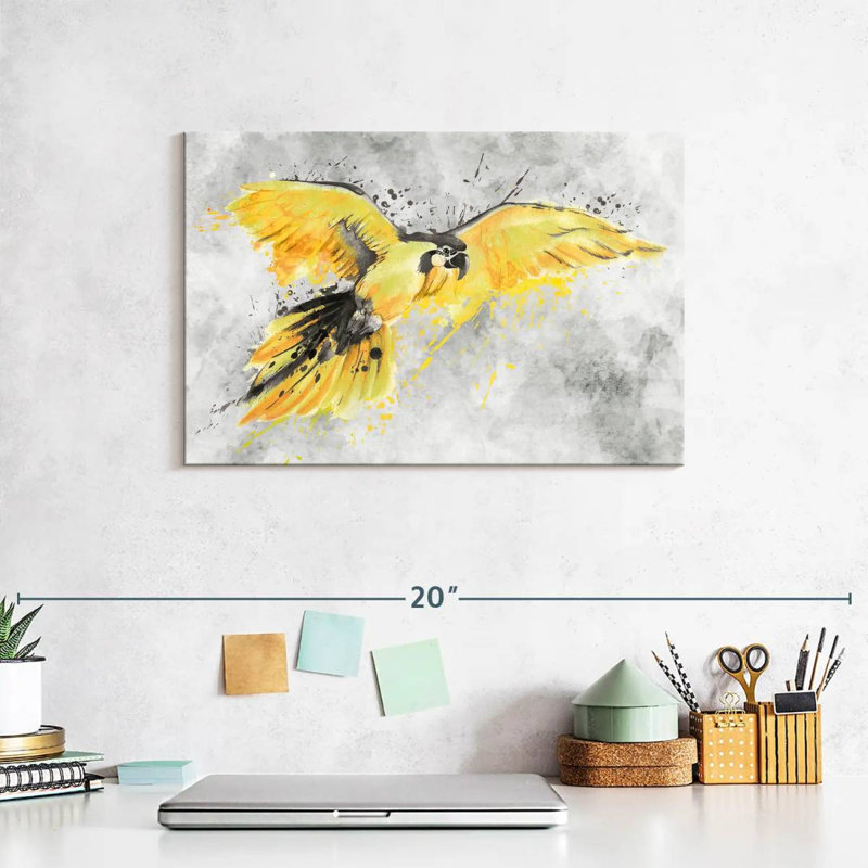 Brampt Yellow Macaw, 8" H x 12" W
