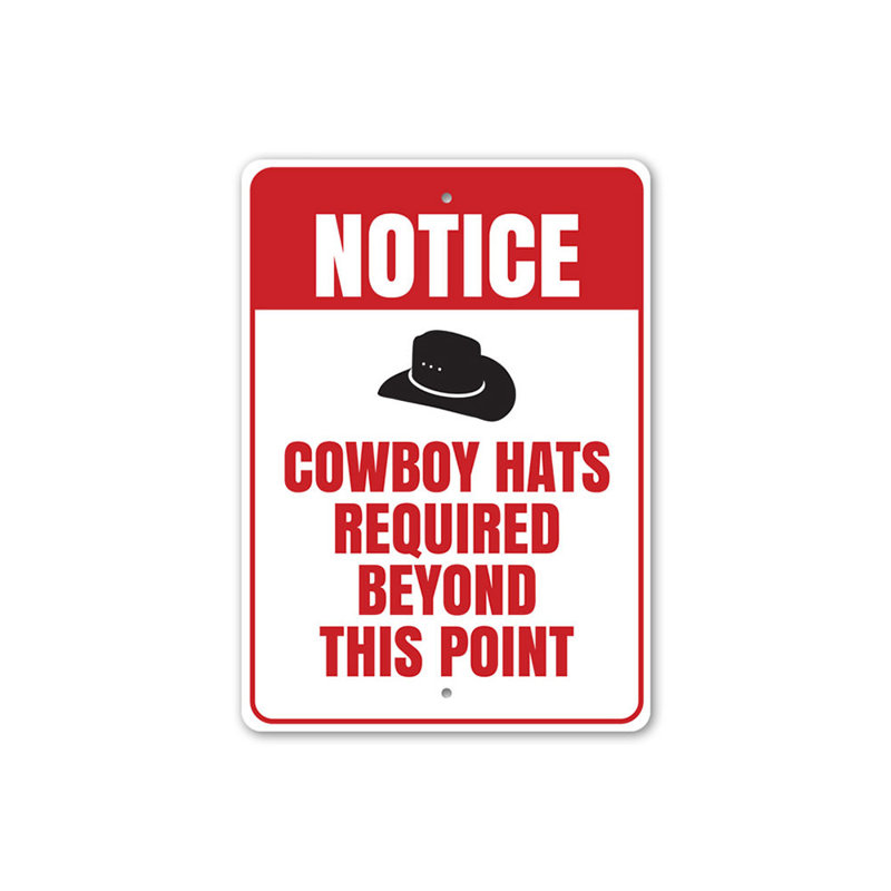 Plaque de Cowboy, H 14 po x l 10 po x P 0,04 po