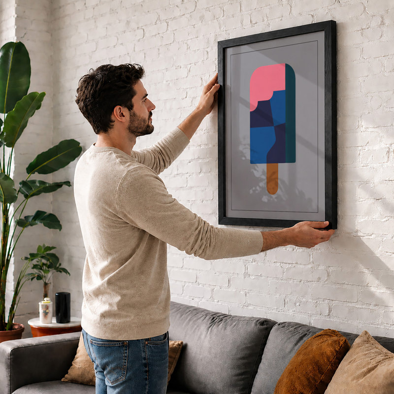 Popsicle Geometric - Framed Print, Oak, A4 - 29.7 x 21.0 cm