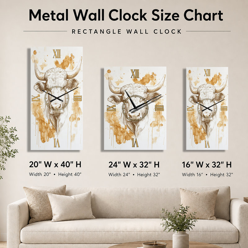 Taurus in a Single Line I - Celestial Silent Wall Clock, 32" H x 24" W - Rectangle