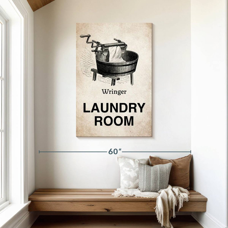 Wringer Laundry Room sur impression sur toile, H 45 po x l 30 po x P 1,25 po