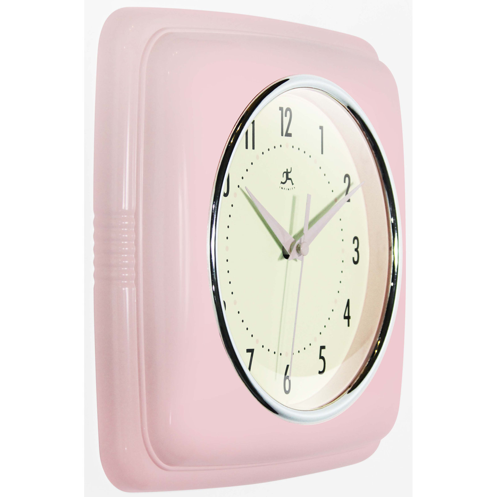 Orrwell Square Plastic Wall Clock 9.25 Inches, Rose Blush