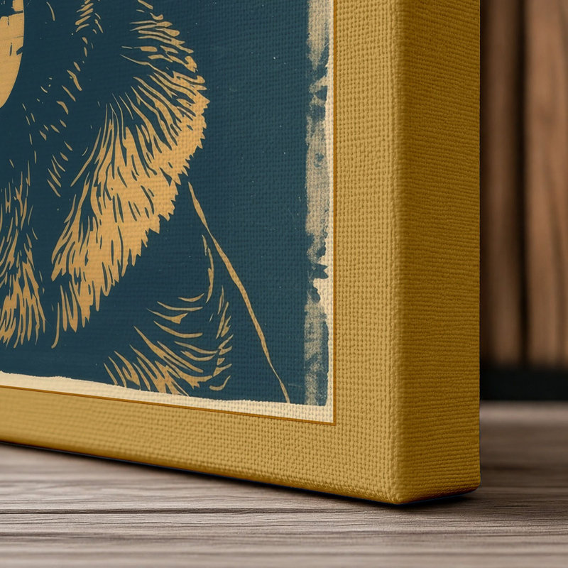Alert German Shepherd Boho - Wrapped Canvas, 24x16 - 61.0 x 40.6 cm, Ochre Border