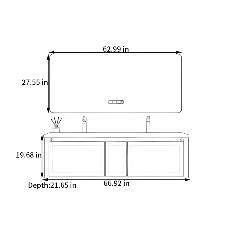 Moravian, 19.68" H x 66.92" W x 21.65" D