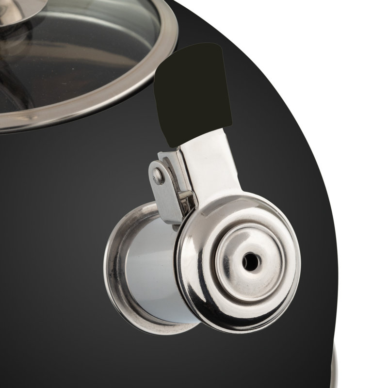 Viking 2.6 Qt.  Stainless Steel Whistling Kettle With 3-ply Base, Matte Black
