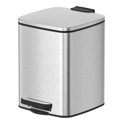 Poubelle de salle de bain en acier inoxydable de 6 litres (1,6 gallons), fermeture amortie