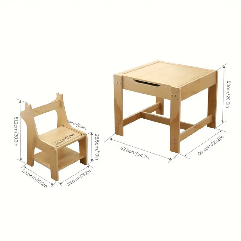 Ensemble de table et de chaises pour enfants 3In1 | 2 chaises avec tablettes de rangement, ensemble de table de jeu amovible pour le dessin, la lecture et les blocs de construction