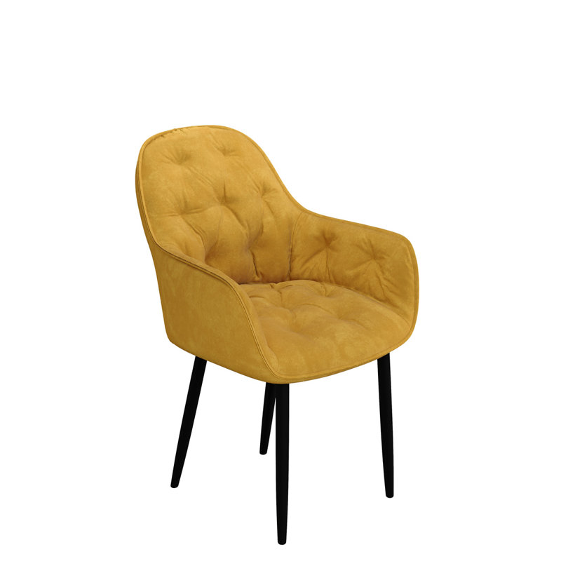 Bierman 45cm H Tufted Velvet Upholstered Upholstered Back Side Chair, Mustard, Set Of 8