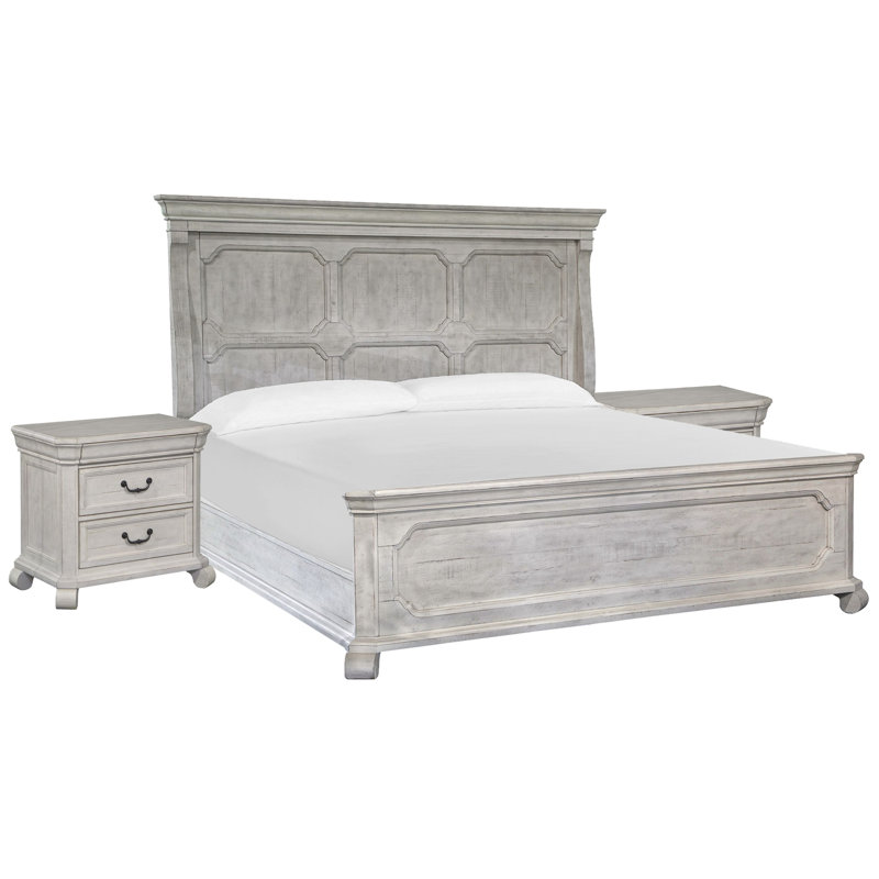 Queen Panel Bed With 2 Nightstands