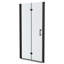 Porte de douche pliante sans cadre de 76 cm (L) x 183 cm (H) avec quincaillerie noire mate, verre trempé de 6 mm, adaptable à la salle de bain-101852014