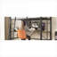 Structure de lit Lit mezzanine simple compact en métal noir avec bureau encastré en L et station de charge