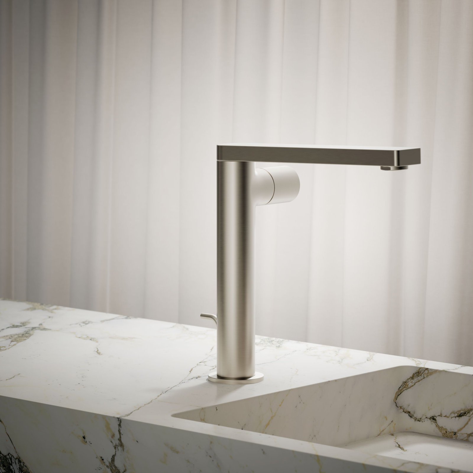 Single-Handle Bathroom Faucet with Drain Assembly, Brushed Nickel