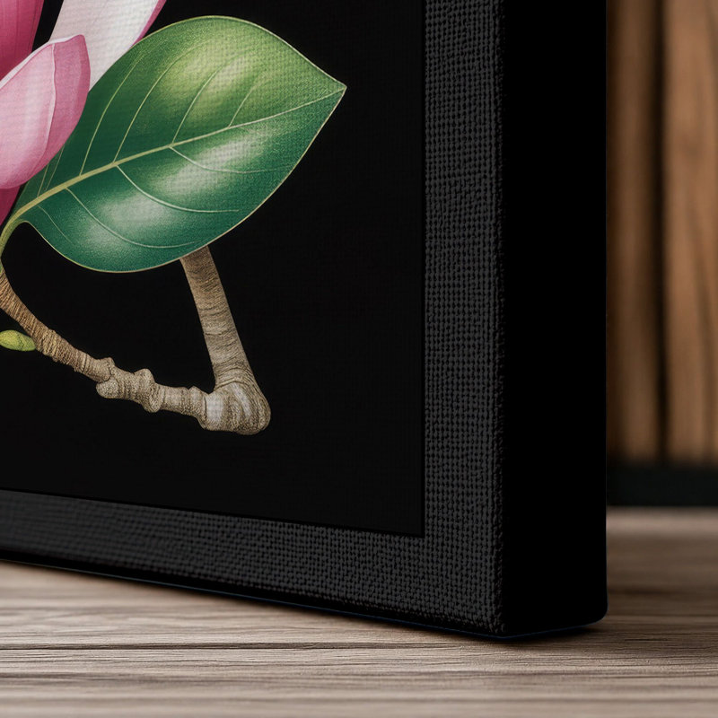 Magnolia Florals Botanical - Wrapped Canvas, 36x24 - 91.4 x 61.0 cm, Black Border