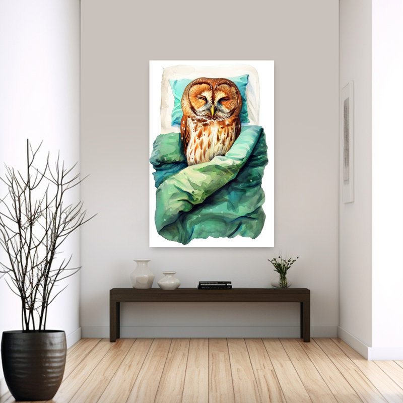 «Sweet Owl Dreams Peaceful Serene Tranquil Bird», art mural forêt, 60" H x 40" W