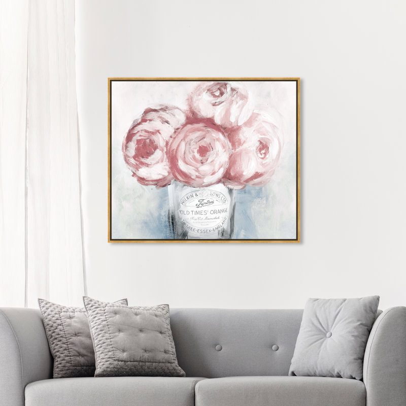 «Peony Jam», impression sur toile tendue, H 36 po x l 45 po, Cadre flottant doré