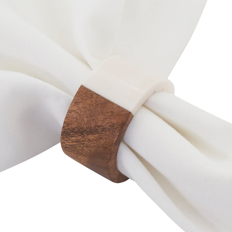 Branwen Two-Tone Design Wood and Raisin Napkin Rings (Set of 4)