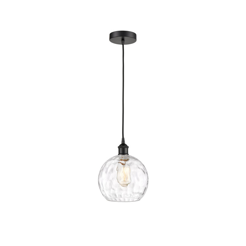 Luminaire suspendu simple à 1 lumière Ralph, H 10,75 po x l 8 po x P 8 po, Noir mat